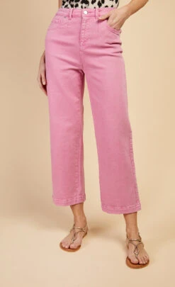 Little Mistress Pink Cropped Wide Leg Denim Jeans By Vogue Williams -Occasion Couture Shop D34210Q2A 2