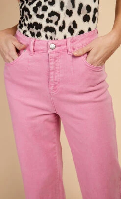 Little Mistress Pink Cropped Wide Leg Denim Jeans By Vogue Williams -Occasion Couture Shop D34210Q2A 3