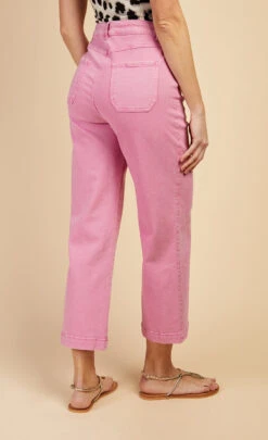 Little Mistress Pink Cropped Wide Leg Denim Jeans By Vogue Williams -Occasion Couture Shop D34210Q2A 4