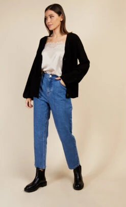 Little Mistress Mid-Blue Tapered Denim Jeans By Vogue Williams