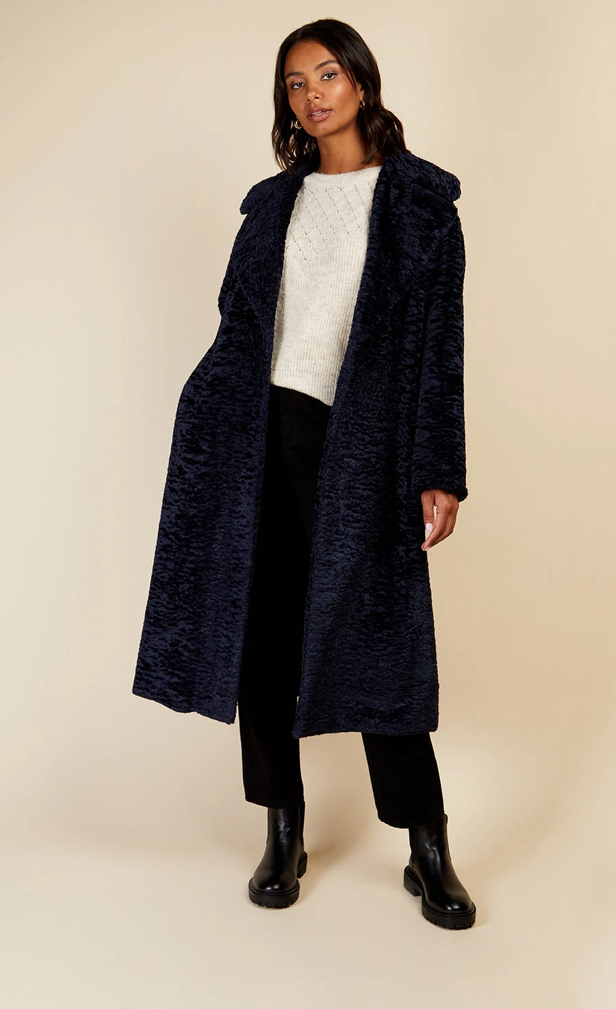 Little Mistress Navy Teddy Coat By Vogue Williams 4 Little Mistress Navy Teddy Coat By Vogue Williams - Image 2