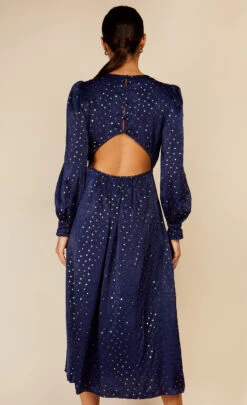 Little Mistress Navy Spot Foil Print Midaxi Dress By Vogue Williams -Occasion Couture Shop D34258R1A 4