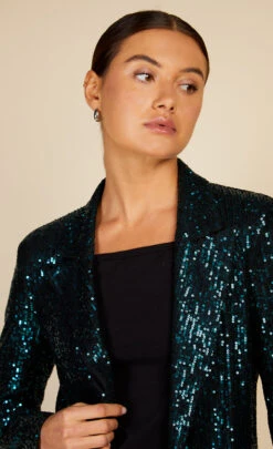 Little Mistress Green Sequin Blazer By Vogue Williams -Occasion Couture Shop D34265Q1A 3