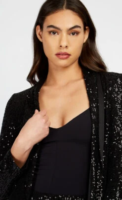 Little Mistress Black Sequin Blazer By Vogue Williams -Occasion Couture Shop D34265Q2A 3