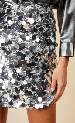 Little Mistress Silver Sequin Mini Skirt By Vogue Williams -Occasion Couture Shop D34269B1A 3
