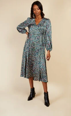 Little Mistress Satin Print Midaxi Dress By Vogue Williams -Occasion Couture Shop D34270R2B 1