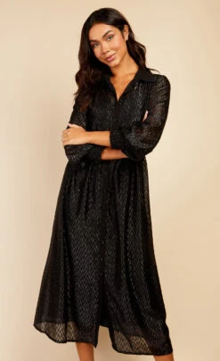 Little Mistress Black Metallic Chevron Midaxi Shirt Dress By Vogue Williams 10 Little Mistress Black Metallic Chevron Midaxi Shirt Dress By Vogue Williams -Occasion Couture Shop D34275R1A 2