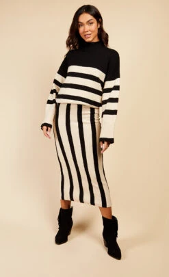 Little Mistress Mono Stripe Midaxi Skirt By Vogue Williams -Occasion Couture Shop D34280R1A 1