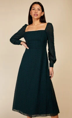 Little Mistress Emerald Green Gingham Midaxi Dress -Occasion Couture Shop D34298R1A 2