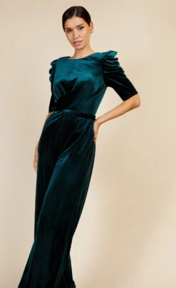 Little Mistress Emerald Green Velvet Jumpsuit -Occasion Couture Shop D3430361A 2