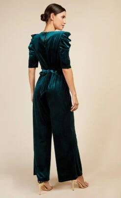 Little Mistress Emerald Green Velvet Jumpsuit -Occasion Couture Shop D3430361A 4