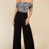 Little Mistress Monochrome Printed Mesh Bardot Jumpsuit -Occasion Couture Shop D3431661A 1