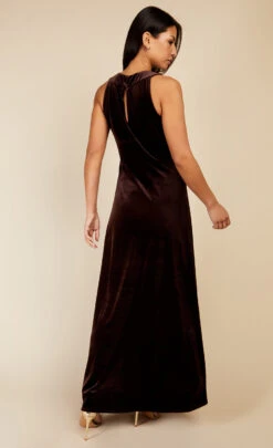 Little Mistress Chocolate Brown Velvet Maxi Dress -Occasion Couture Shop D34320D1A 4