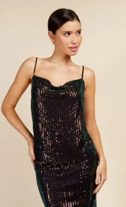 Little Mistress Sequin Cowl Neck Cami Top