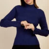 Little Mistress Navy Split Sleeve Rib Knit Top By Vogue Williams -Occasion Couture Shop D34328Q2A 2