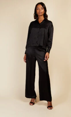 Little Mistress Black Satin Houndstooth Shirt By Vogue Williams -Occasion Couture Shop D34344Q1A 1