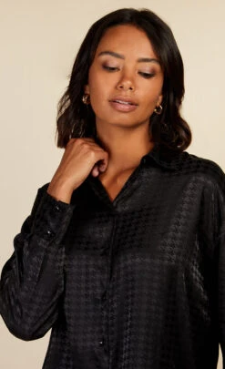 Little Mistress Black Satin Houndstooth Shirt By Vogue Williams -Occasion Couture Shop D34344Q1A 3