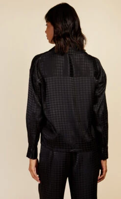 Little Mistress Black Satin Houndstooth Shirt By Vogue Williams -Occasion Couture Shop D34344Q1A 4