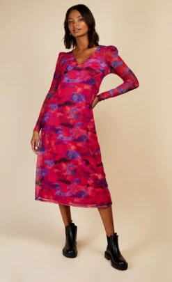 Little Mistress Watercolour Print Sheer Midaxi Dress By Vogue Williams -Occasion Couture Shop D34346R1A 1