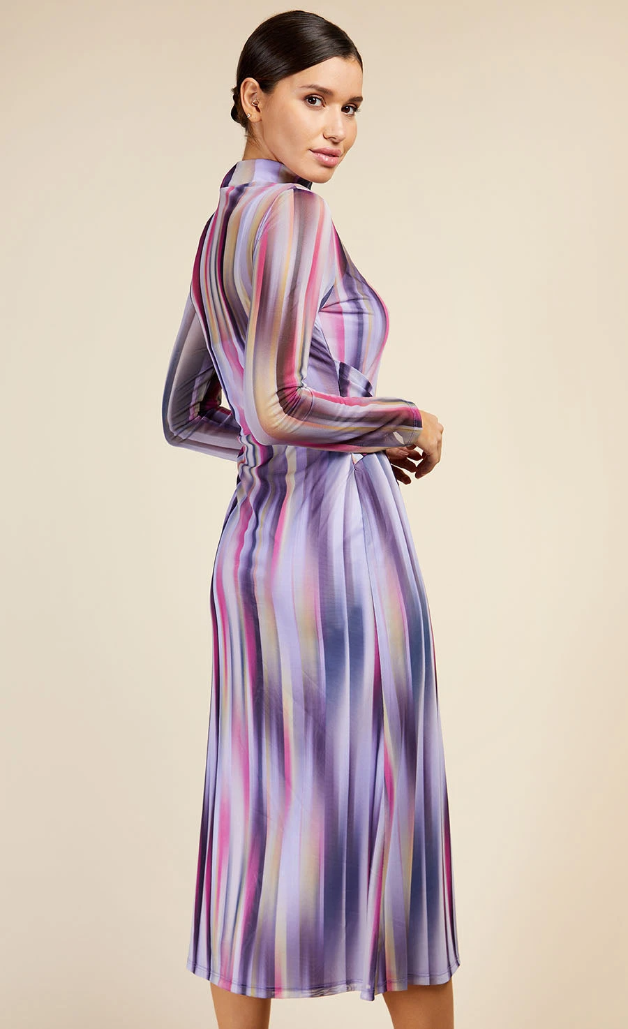 Little Mistress Printed Mesh Tie Waist Midaxi Dress 5 Little Mistress Printed Mesh Tie Waist Midaxi Dress - Image 4