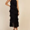 Little Mistress Black Frill Midaxi Dress -Occasion Couture Shop D34353R1A 1