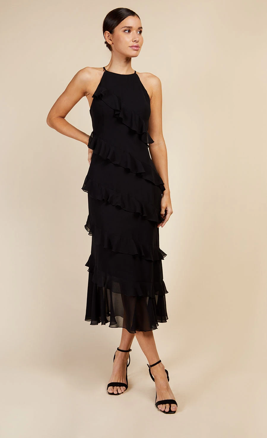 Little Mistress Black Frill Midaxi Dress 3 Little Mistress Black Frill Midaxi Dress