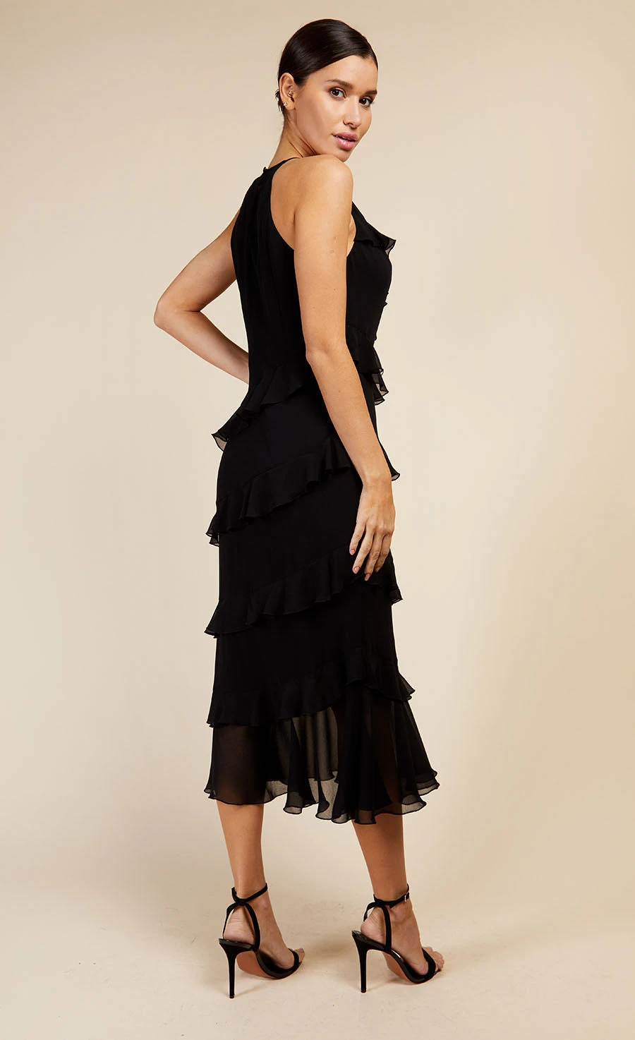 Little Mistress Black Frill Midaxi Dress 6 Little Mistress Black Frill Midaxi Dress - Image 4
