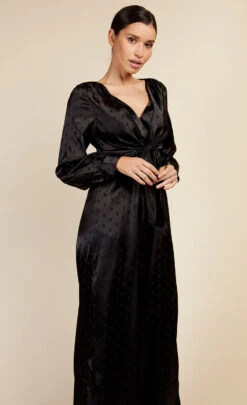 Little Mistress Black Satin Spot Jumpsuit -Occasion Couture Shop D3435661A 2