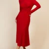 Little Mistress Cranberry Red Tie Waist Midaxi Dress -Occasion Couture Shop D34357R1A 1