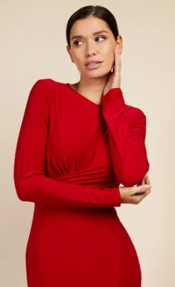 Little Mistress Cranberry Red Tie Waist Midaxi Dress -Occasion Couture Shop D34357R1A 3