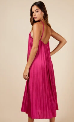 Little Mistress Pink Satin Pleated Midaxi Dress -Occasion Couture Shop D34371R2A 4