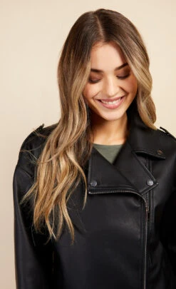 Little Mistress Black PU Biker Jacket By Vogue Williams -Occasion Couture Shop D34408Q1A 3