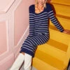 Little Mistress Navy Stripe Knit Midi Dress By Vogue Williams