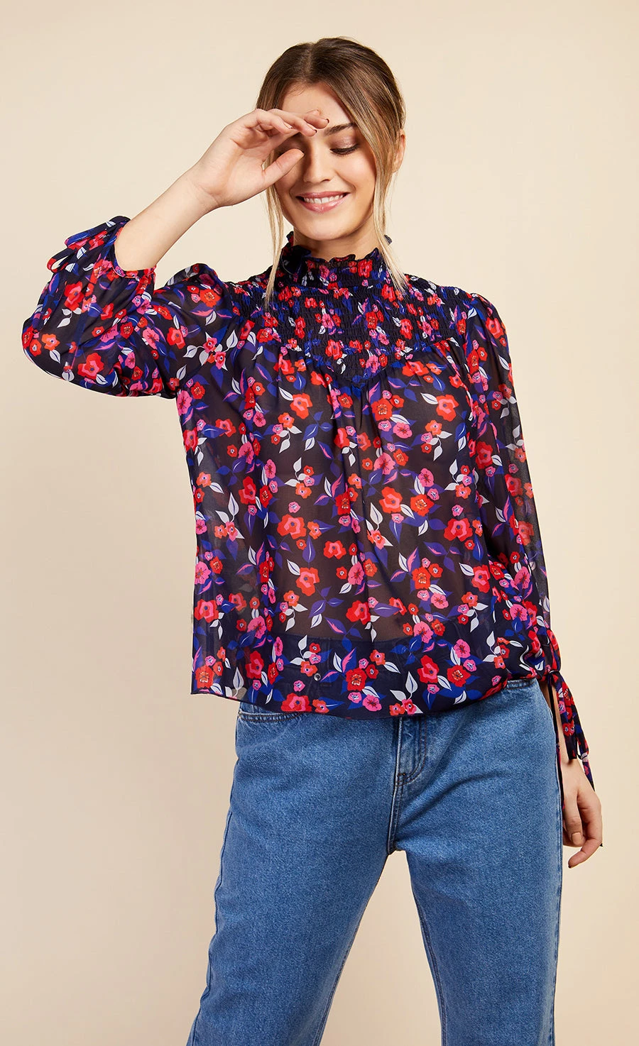 Little Mistress Floral Print Shirred Blouse By Vogue Williams 5 Little Mistress Floral Print Shirred Blouse By Vogue Williams - Image 3