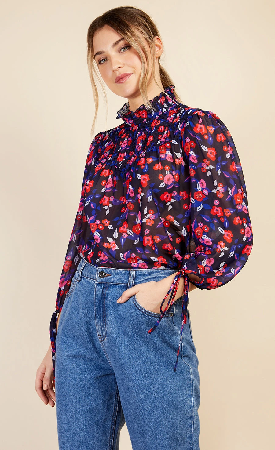 Little Mistress Floral Print Shirred Blouse By Vogue Williams 6 Little Mistress Floral Print Shirred Blouse By Vogue Williams - Image 4