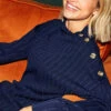 Little Mistress Navy Button Detail Ribbed Top By Vogue Williams -Occasion Couture Shop D34424Q1A vogue