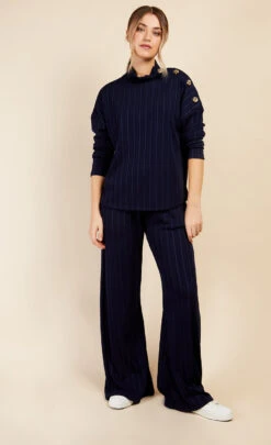 Little Mistress Navy Ribbed Trousers By Vogue Williams -Occasion Couture Shop D34425Q1A 1