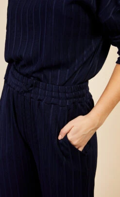 Little Mistress Navy Ribbed Trousers By Vogue Williams -Occasion Couture Shop D34425Q1A 3