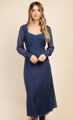 Little Mistress Blue Spot Sweetheart Midaxi Dress By Vogue Williams -Occasion Couture Shop D34435R1A 2