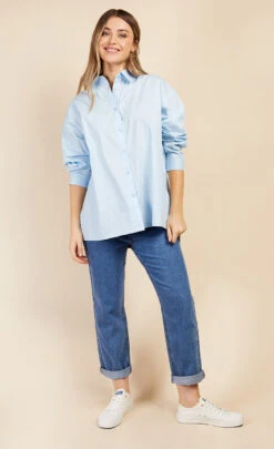 Little Mistress Blue Split Back Shirt By Vogue Williams -Occasion Couture Shop D34442Q2A 1