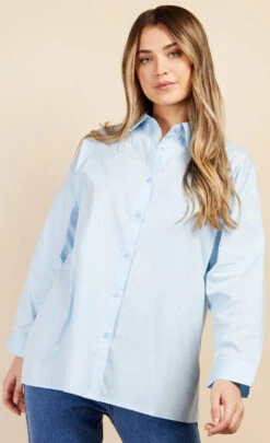Little Mistress Blue Split Back Shirt By Vogue Williams