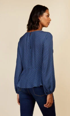 Little Mistress Blue Spot Twist Detail Blouse By Vogue Williams -Occasion Couture Shop D34448Q1A 4