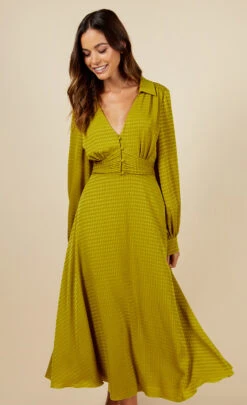 Little Mistress Olive Check Midaxi Shirt Dress -Occasion Couture Shop D34550R1A 2