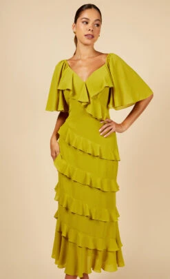 Little Mistress Olive Frill Midi Dress -Occasion Couture Shop D34555R1A 2