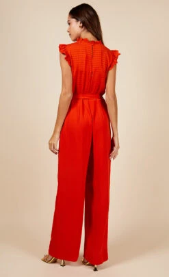Little Mistress Orange Check Frill Detail Jumpsuit -Occasion Couture Shop D3455861A 4