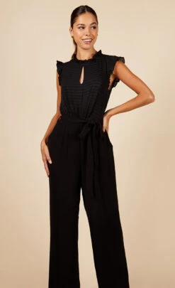 Little Mistress Black Check Frill Detail Jumpsuit -Occasion Couture Shop D3455862A 2