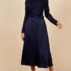 Little Mistress Navy Lace And Satin Belted Midaxi Dress -Occasion Couture Shop D34560R1A 1
