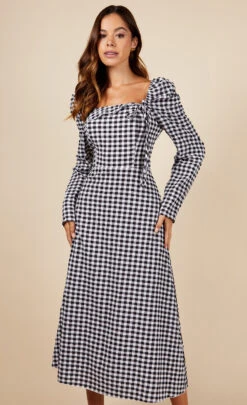 Little Mistress Gingham Frill Neckline Midaxi Dress -Occasion Couture Shop D34562R1A 2
