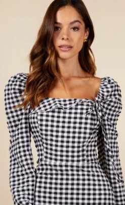 Little Mistress Gingham Frill Neckline Midaxi Dress -Occasion Couture Shop D34562R1A 3