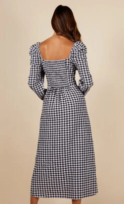 Little Mistress Gingham Frill Neckline Midaxi Dress -Occasion Couture Shop D34562R1A 4